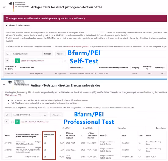 Pei/Bfarm Immunobio Coil Self Test Antigen Test Kit Antigentest Speichel/Sputum/Nasal Schnelltest